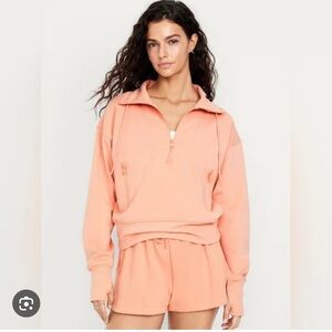 Old Navy Coral Quarter-Zip Sweatshirt